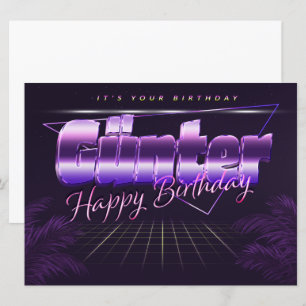 Günter prénom carte rétro violet anniversaire