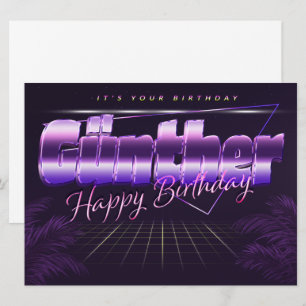 Günther prénom carte rétro lilas anniversaire