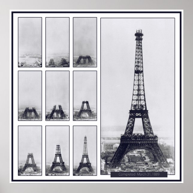 Gustav Eiffel's Tower Under Construction Poster (Devant)