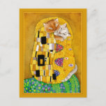 Gustav Klimt baiser or chat mignon spocard carte p<br><div class="desc">Voici une parodie du tableau de Gustav Klimt,  "Le baiser".  Parce que ma version contient du chat,  elle s'intitule "Baisers de chat".  Vous pouvez modifier la couleur de la bordure si vous le souhaitez.  Cette image est également disponible sur d'autres produits dans mon magasin Zazzle.</div>