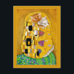 Gustav Klimt baiser or chat mignon spocard carte p<br><div class="desc">Voici une parodie du tableau de Gustav Klimt,  "Le baiser".  Parce que ma version contient du chat,  elle s'intitule "Baisers de chat".  Vous pouvez modifier la couleur de la bordure si vous le souhaitez.  Cette image est également disponible sur d'autres produits dans mon magasin Zazzle.</div>