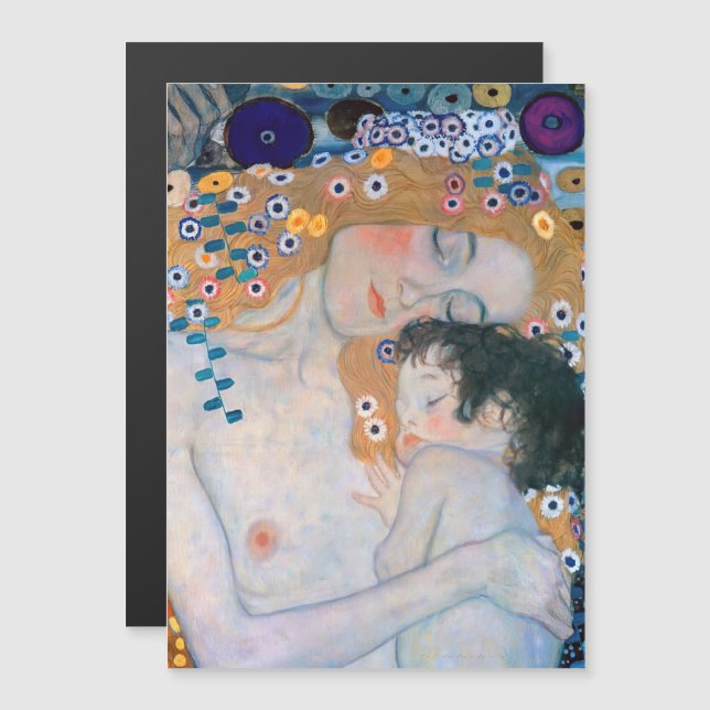 Gustav Klimt - Carte magnétique mère et enfant (Devant / Derrière)