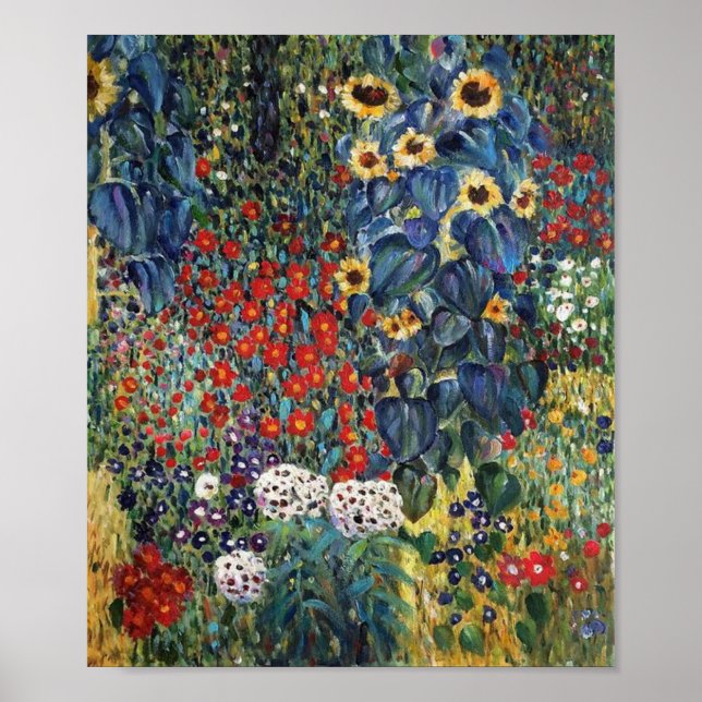 Gustav Klimt Farm Garden With Sunflowers Poster  (Devant)