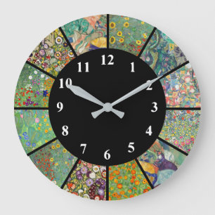 Gustav Klimt Horloge Bleu Vert Fleur Motifs