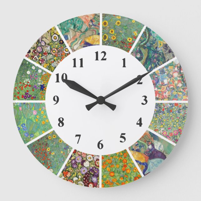 Gustav Klimt Horloge murale Bleu vert motifs flora (Recto)