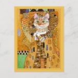 Gustav Klimt or mignon chat spocard carte postale<br><div class="desc">C'est une parodie du portrait d'Adele Bloch-Bauer de Gustav Klimt, aussi connu sous le nom de "La Femme en or". Parce que ma version contient un chat, elle s'intitule "Le chat en or". Vous pouvez modifier la couleur de la bordure si vous le souhaitez. Cette image est également disponible sur...</div>