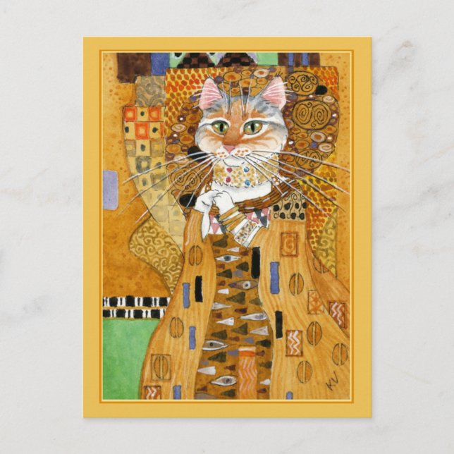 Gustav Klimt or mignon chat spocard carte postale (Devant)