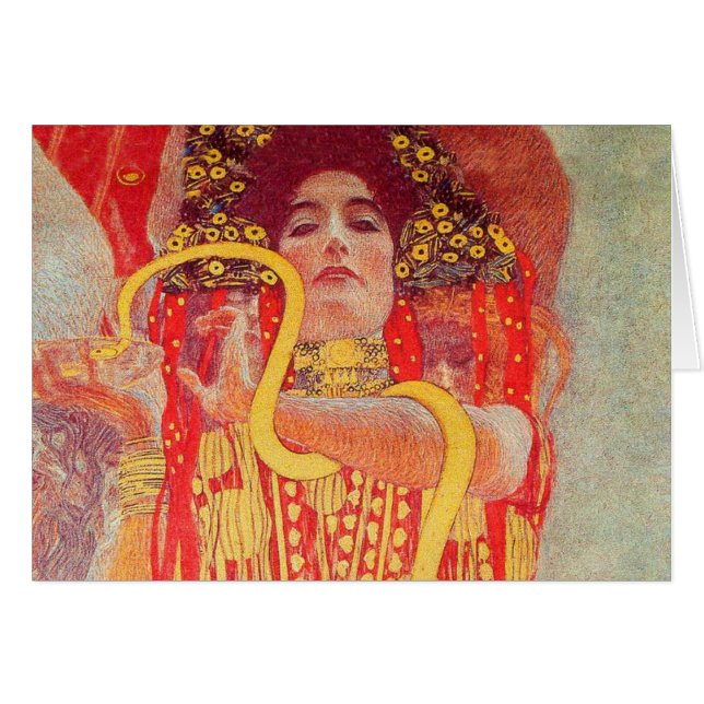 Gustav Klimt Red Woman Gold Snake Peinture (Devant horizontal)