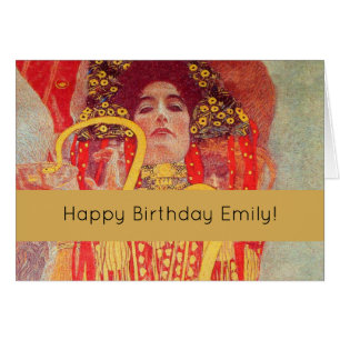 Gustav Klimt Red Woman Gold Snake Peinture