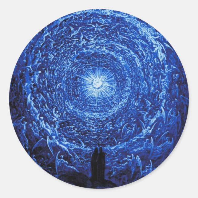 Gustave Dore Stickers Rose blanche (bleu) (Devant)