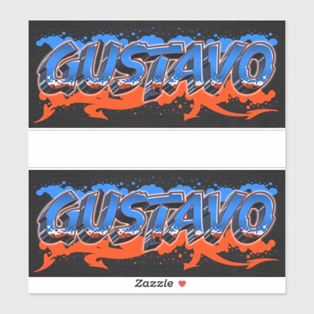 Gustavo Prénom Nom Graffiti Autocollant (Feuille)