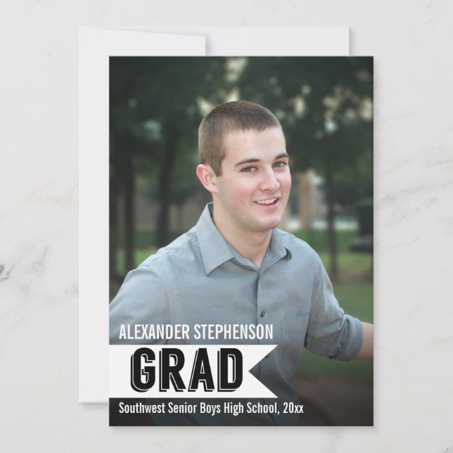 Guys Custom Banner Photo Graduation Invitation (Devant)