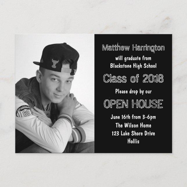 Guys High School Graduation Photo Invitations (Devant)