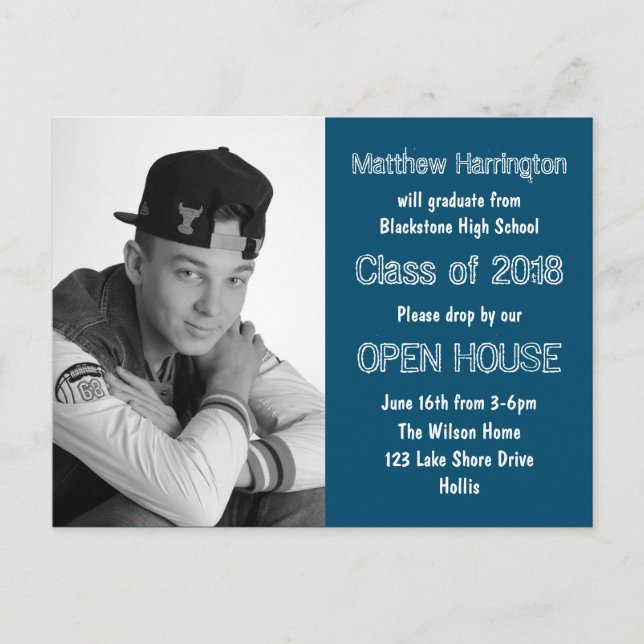 Guys High School Graduation Photo Invitations (Devant)