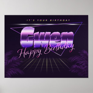 Gwen Nom Vorname lila retro Poster Geburtstag