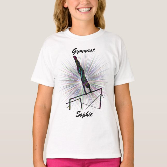 Gymnaste Barres non-neven Word Art T-shirt avec no (Devant)