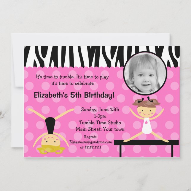 Gymnaste Gymnastique Invitations d'anniversaire (Devant)