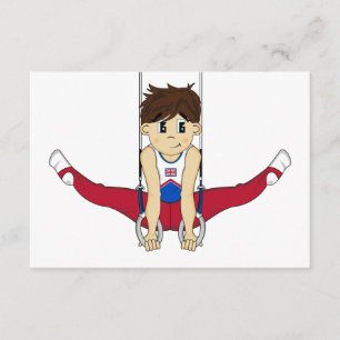 Gymnaste mignon sur la carte des anneaux RSVP