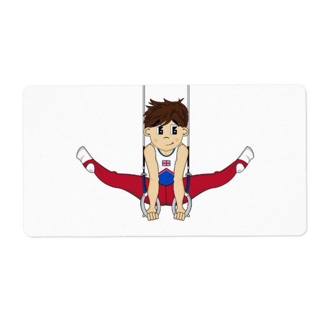 Gymnaste mignon sur les anneaux Sticker Étiquette (Devant)