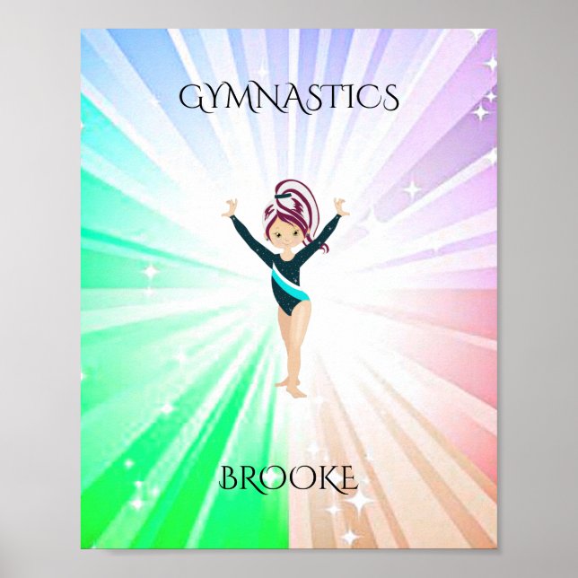 " GYMNASTICS" allume une affiche avec gymnaste. (Devant)