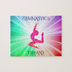 "GYMNASTICS" éclaire le puzzle avec la gymnaste.