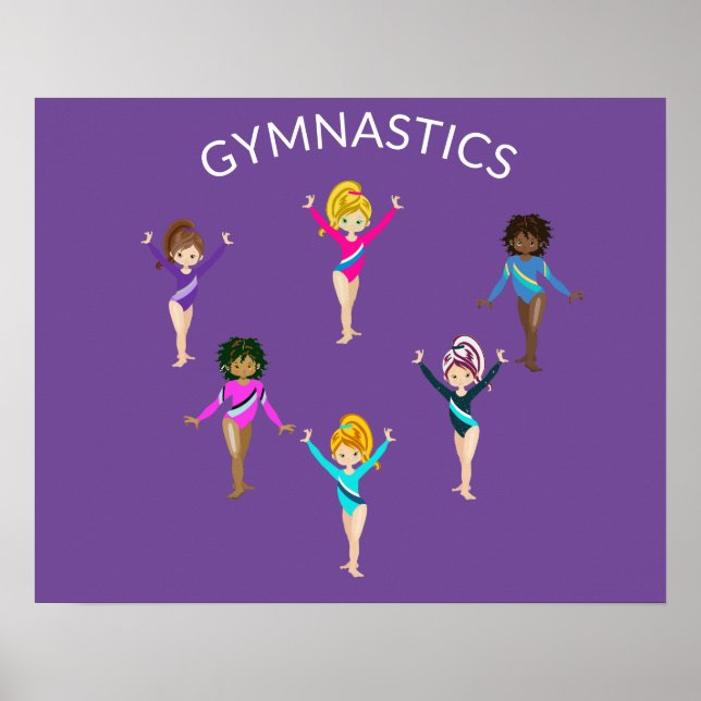 Gymnastics girl's poster with 6 gymnast (Devant)