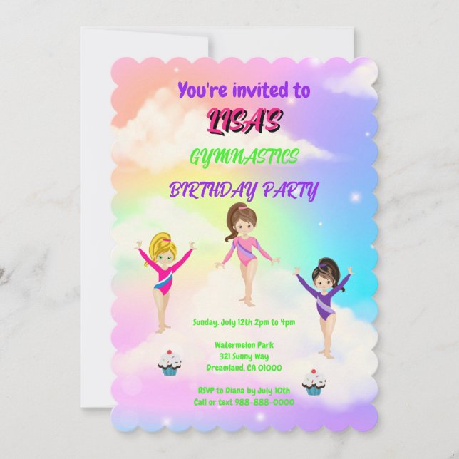 GYMNASTICS Invitation de fête d'anniversaire (Devant)