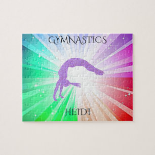 " GYMNASTICS" lights puzzle with gymnast.