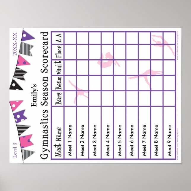 Gymnastics Season Meet Scorecard Poster 9 AA 2 (Devant)