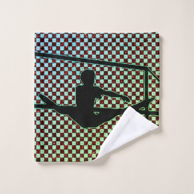Gymnastique À damiers linge étincelant serviette (Gant de toilette)