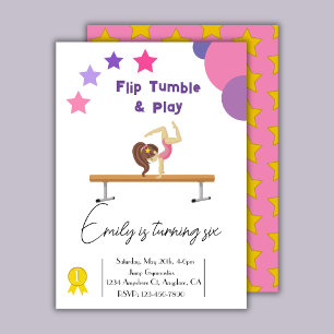 Gymnastique Anniversaire Fille rose Invitation