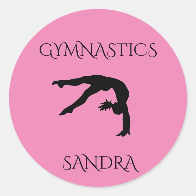Gymnastique autocollants ronds roses. Personnalise (Devant)