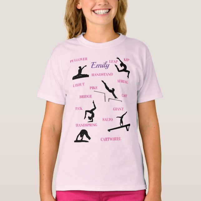 Gymnastique Compétences Typographie T-shirt (Devant)