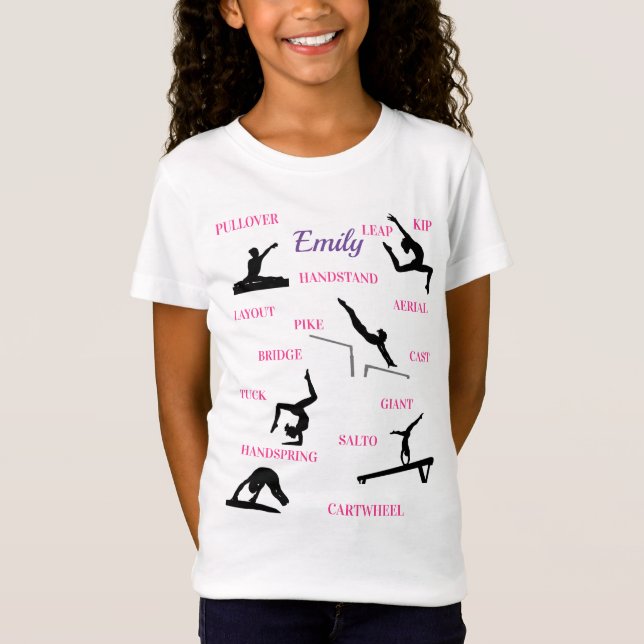 Gymnastique Compétences Typographie T-shirt (Devant)