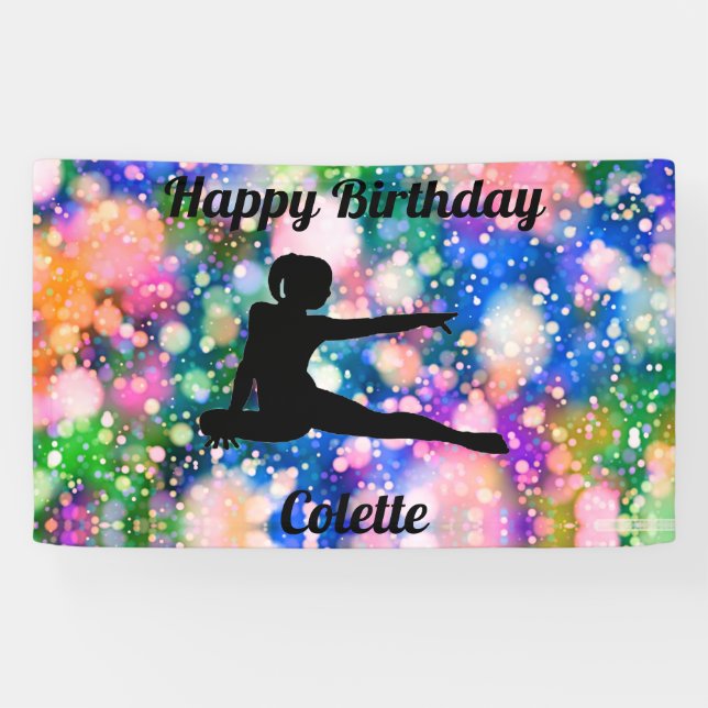 Gymnastique couleur éclate joyeuse bannière d'anni (Horizontal)
