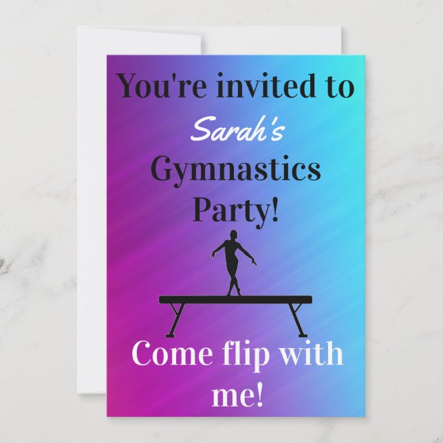 Gymnastique féminine Invitations de fête d'anniver (Devant)