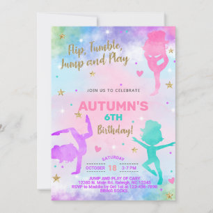 Gymnastique fille invitation anniversaire. invitat