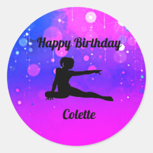 Gymnastique filles joyeuses Stickers d'anniversair