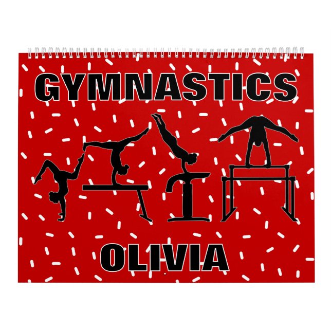 Gymnastique Girls Red and White Sprinkl Calendrier (Protection)