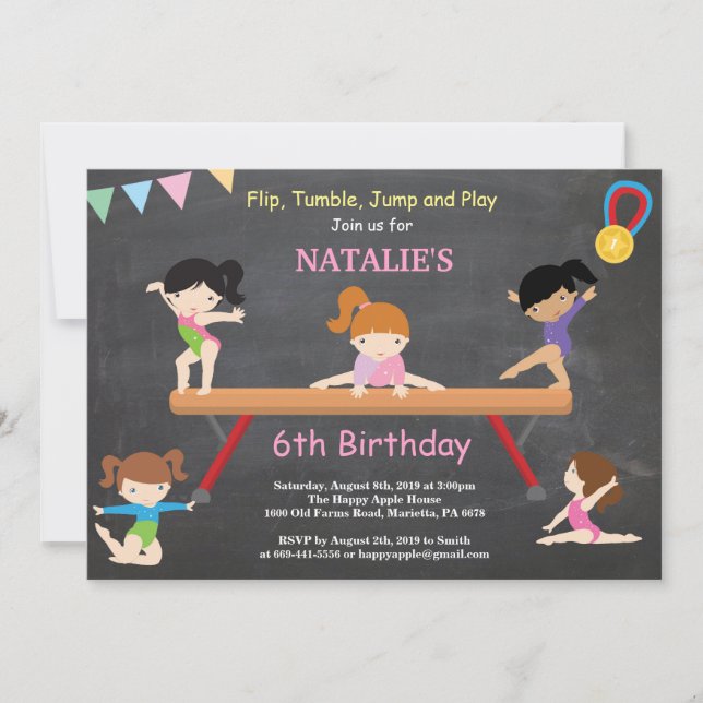 Gymnastique Invitation Anniversaire Gymnastique Ro (Devant)
