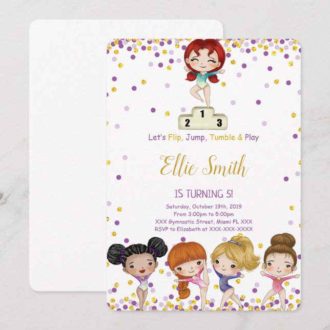 Gymnastique Invitation d'anniversaire (Devant / Derrière)