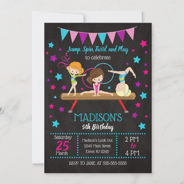 Gymnastique Invitation d'anniversaire (Devant)