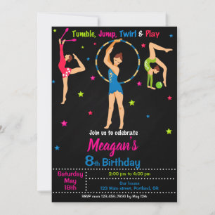 Gymnastique invitation d'anniversaire Fête de tumb