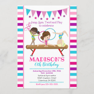 Gymnastique Invitation d'anniversaire / Fille / Pi
