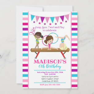 Gymnastique Invitation d'anniversaire / Fille / Tu