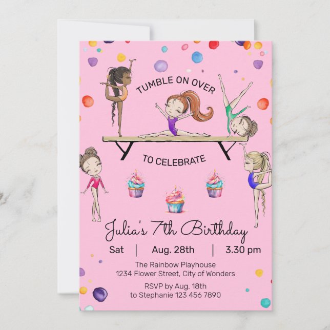 Gymnastique Invitation d'anniversaire | Gymnastiqu (Devant)