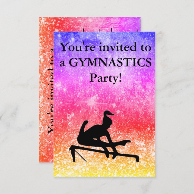 Gymnastique Invitation de fête d'anniversaire (Devant / Derrière)