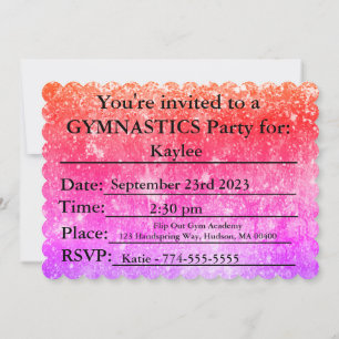 Gymnastique Invitation de fête d'anniversaire