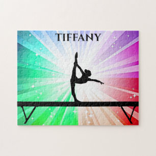 "Gymnastique lumière puzzle avec gymnaste sur fais