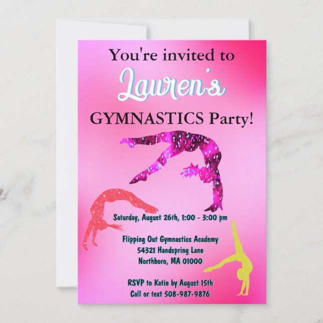 Gymnastique tambours Anniversaire Invitation (Devant)